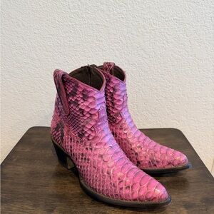 Snakeskin Pink Ankle Booties